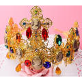 Hochwertige Braut-Jäten-Tiara-Art- und Weisecharme-24k Goldkrone und -Tiaras